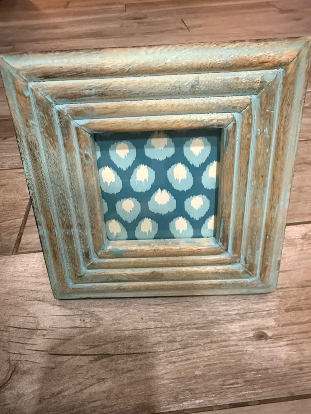 Rustic Turquoise Wood Accent 8x8” Frame holds 4x4” picture